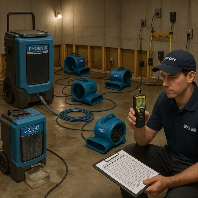 Structural Drying and Dehumidification process in Merrionette Park, IL